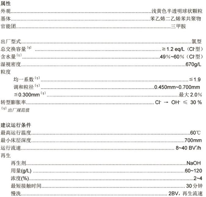 工业级强碱阴离子树脂